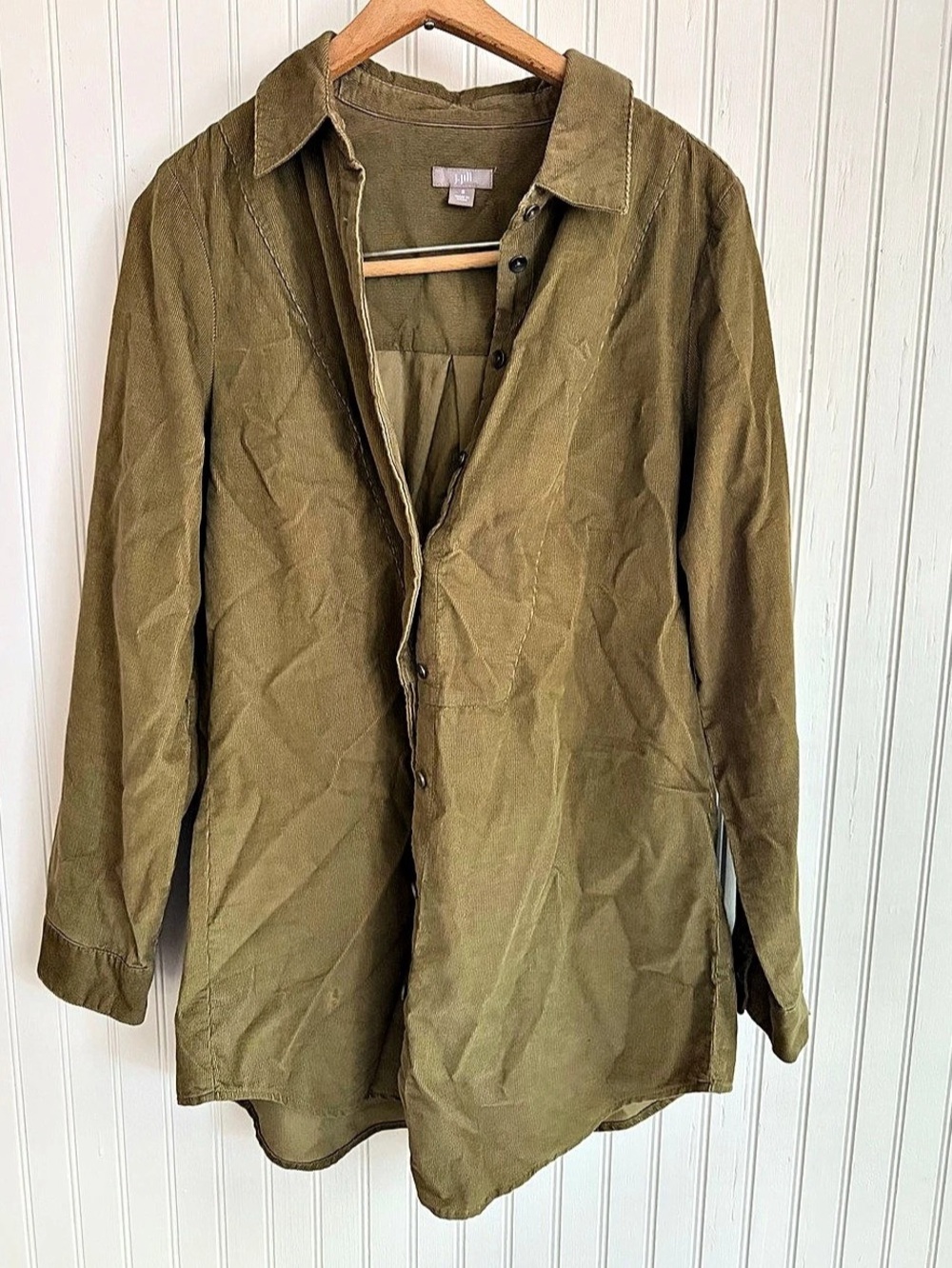J. Jill 100% Cotton Corduroy Olive Green Shirt Size Small